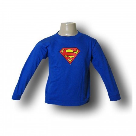 Superman Symbol Kids Blue Long Sleeve T-Shirt