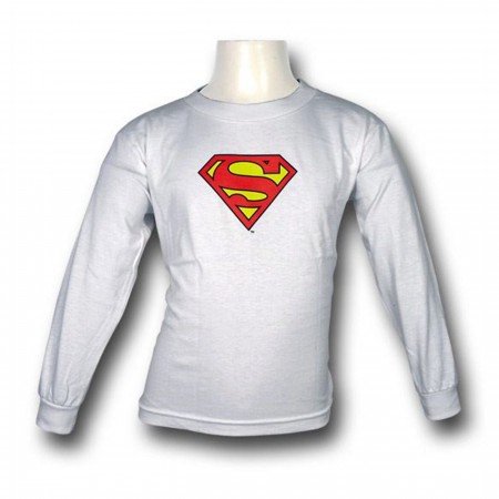 Superman Symbol White Long-Sleeve Juvenile T-Shirt