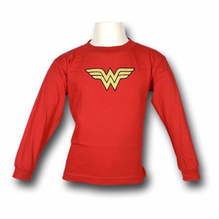 Wonder Woman Kids Symbol Red Long Sleeve T-Shirt