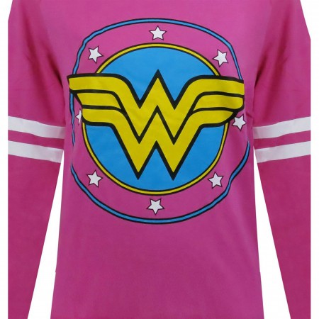 Wonder Woman Pink French Terry Longsleeve Women's T-Shirt