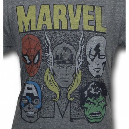 Marvel Retro Team Heads Junk Food T-Shirt