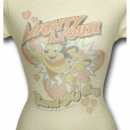 Mighty Mouse Saved My Day Jr Womens T-Shirt