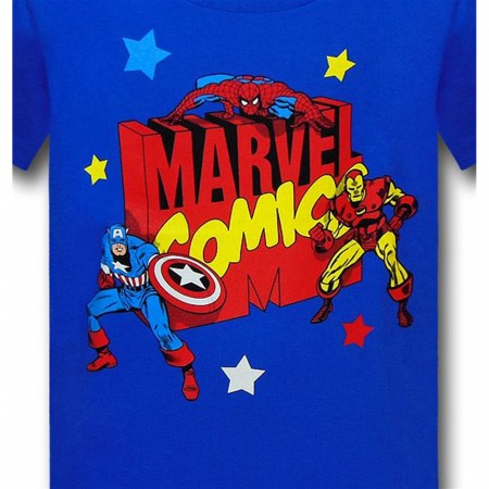 Marvel Block Logo and Heroes Kids T-Shirt