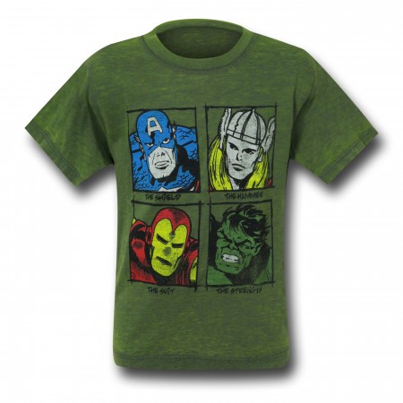 Marvel Heroes Green Blocks Kids T-Shirt
