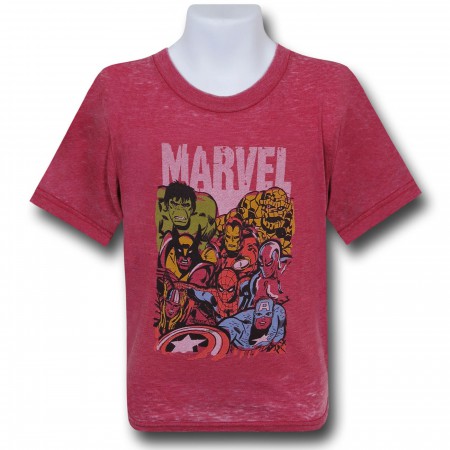 Marvel Heroes Hero Collage Red Kids T-Shirt