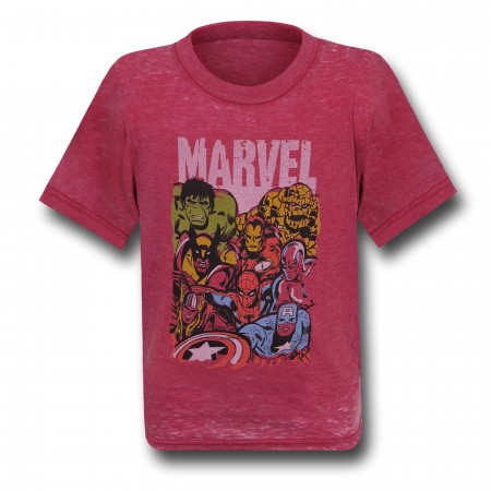 Marvel Heroes Hero Collage Red Kids T-Shirt