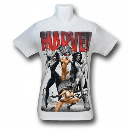 Marvel Ladies On White T-Shirt
