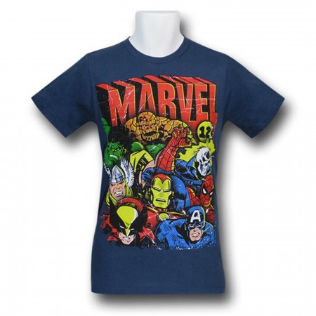 Marvel Old School Blue 30 Single T-Shirt