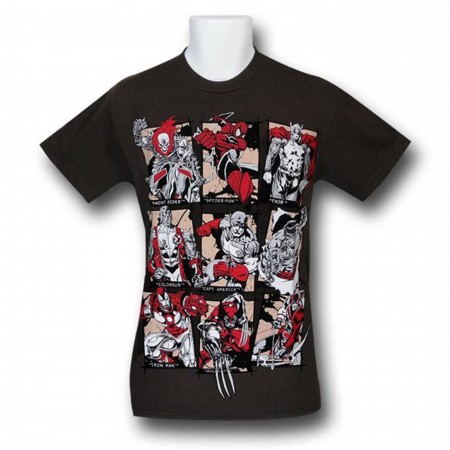 Marvel Heroes Red Sketch T-Shirt