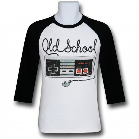 Nintendo Distressed Controller Tangle White Baseball T-Shirt