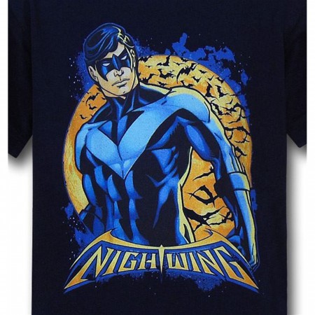 Nightwing Orange Moon Kids Navy T-Shirt