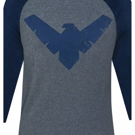 Nightwing Distressed Symbol Baseball T-Shirt