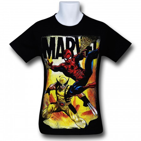 Spiderman Wolverine Team-Up Black T-Shirt