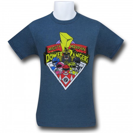 Power Rangers Group Triangle Heather Navy T-Shirt
