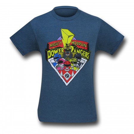 Power Rangers Group Triangle Heather Navy T-Shirt