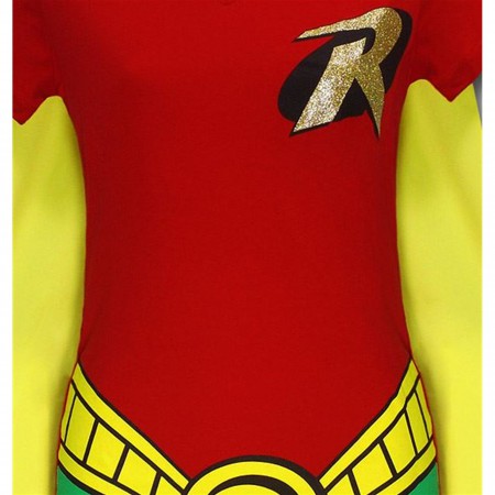 Robin Women's V-Neck Caped Costume T-Shirt