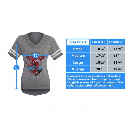 Spider-Man Athletic Women's Burnout V-Neck T-Shirt