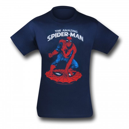 Spider-Man Web Crouch Navy (30 Single) T-Shirt
