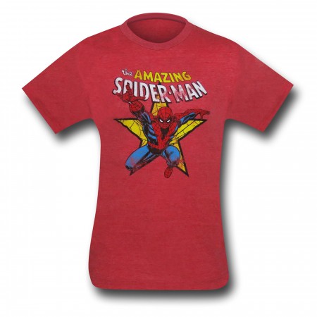 Spider-Man Red Heather Star (30 Single) T-Shirt