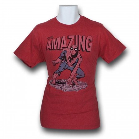 Spiderman Red Decco Distressed Spin T-Shirt