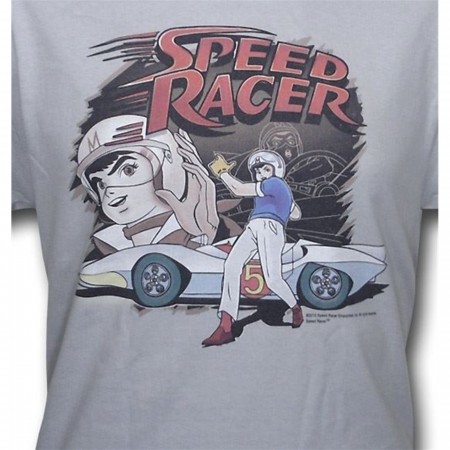 Speed Racer Car Pose Silver T-Shirt
