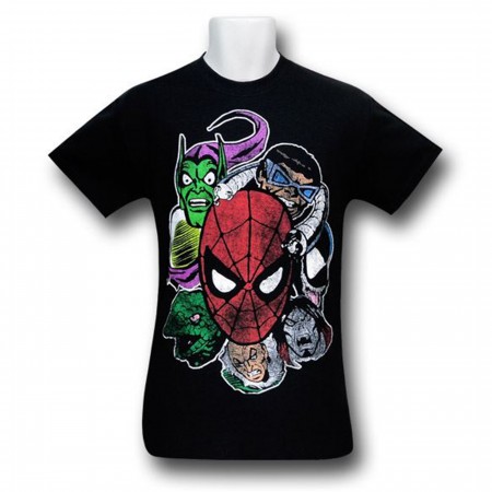 Spider-Man Engulfed by Villains Distressed T-Shirt