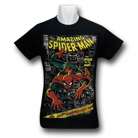 Spiderman Distressed "Man or Spider" Black T-Shirt