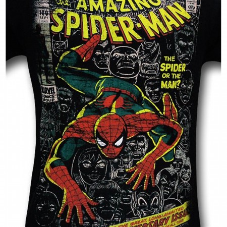 Spiderman Distressed "Man or Spider" Black T-Shirt