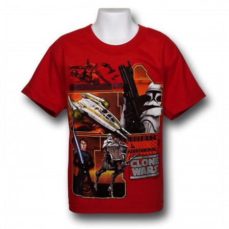 Star Wars Juvy Red Clone Wars Panels T-Shirt