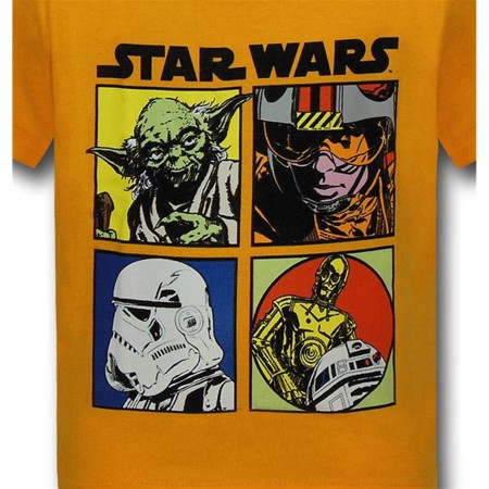 Star Wars Character Boxes Kids Gold T-Shirt