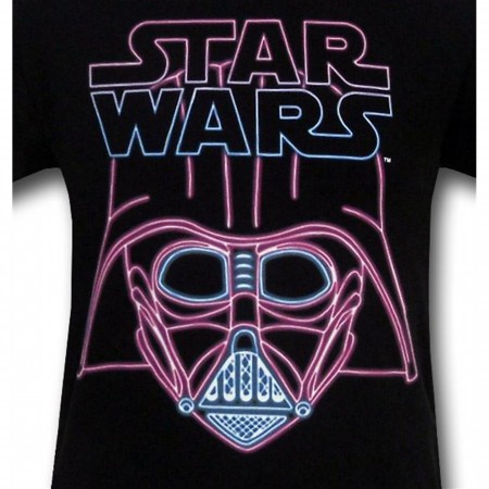 Star Wars Pink Neon Vader On Black T-Shirt
