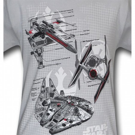 Star Wars Ship Diagrams 30 Single T-Shirt