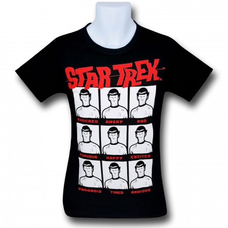 Star Trek Spock Expressions Black T-Shirt