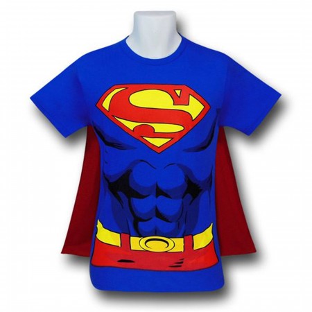 Superman Airbrushed Abs Caped Costume T-Shirt