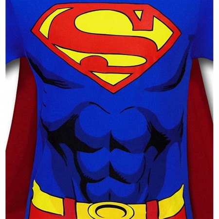 Superman Airbrushed Abs Caped Costume T-Shirt