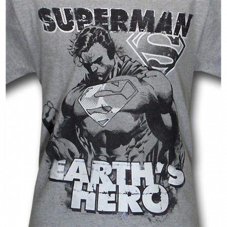 Superman Earth's Hero Heather Gray T-Shirt