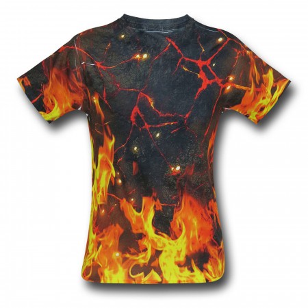 Superman Flaming Symbol Sublimated T-Shirt