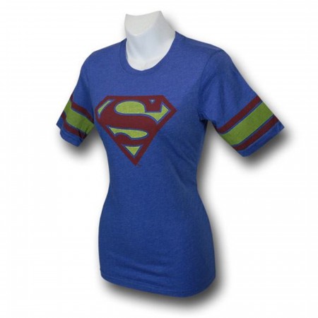 Supergirl Jr Womens Blue Athletic T-Shirt