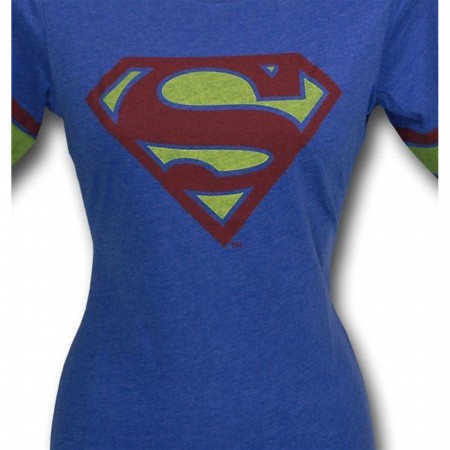 Supergirl Jr Womens Blue Athletic T-Shirt