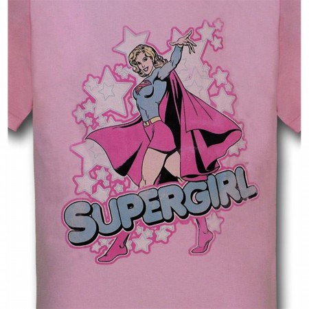 Supergirl Stars On Pink Kids T-Shirt