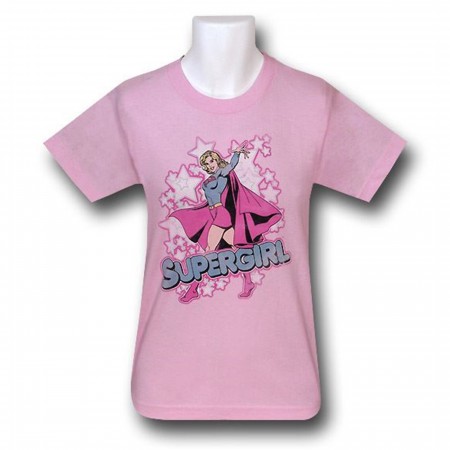 Supergirl Stars On Pink Kids T-Shirt