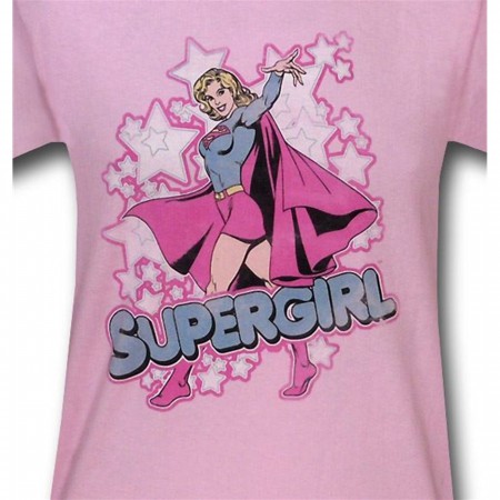 Supergirl Stars On Pink Kids T-Shirt