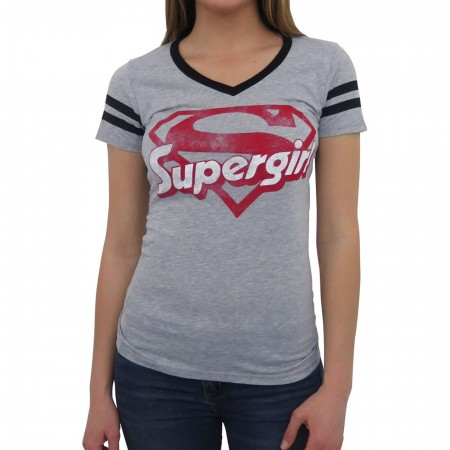 Supergirl Logo Women's Varsity V-Neck T-Shirt