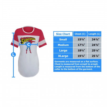 Superman Women's Side Split Football Tunic T-Shirt