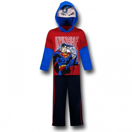 Superman Costume Hooded Mask Tee & Pants Set