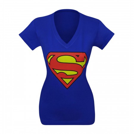 Superman Symbol on Royal Women's V-Neck