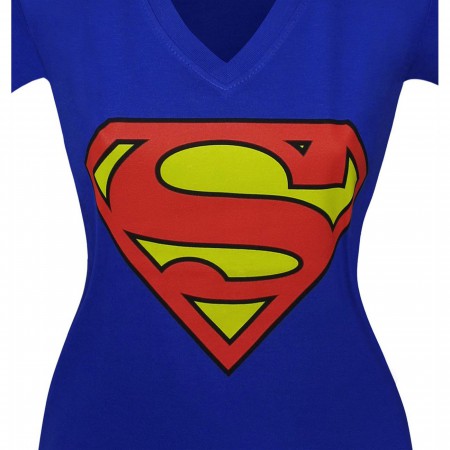 Superman Symbol on Royal Women's V-Neck