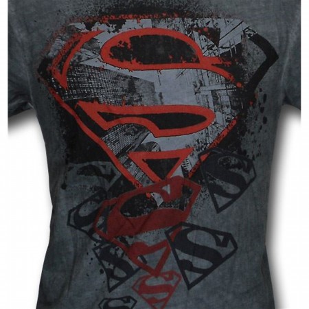 Superman Kids Symbols Oil Wash 30 Single T-Shirt