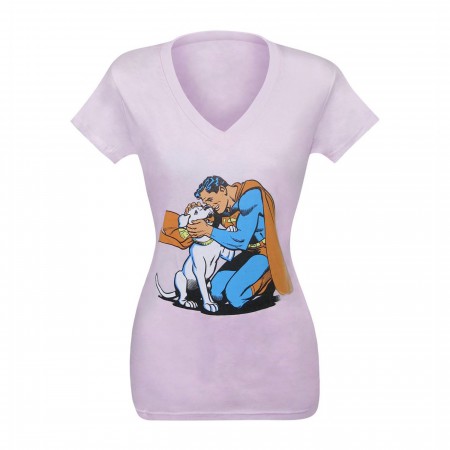 Superman & Krypto Women's V-Neck T-Shirt