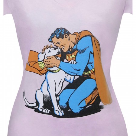 Superman & Krypto Women's V-Neck T-Shirt